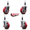 Service Caster 4'' Red Poly Wheel Swivel 7/8'' Expanding Stem Caster Set 2 Brakes, 4PK SCC-EX20S414-PPUB-RED-2-TLB-2-78 - alternate 3